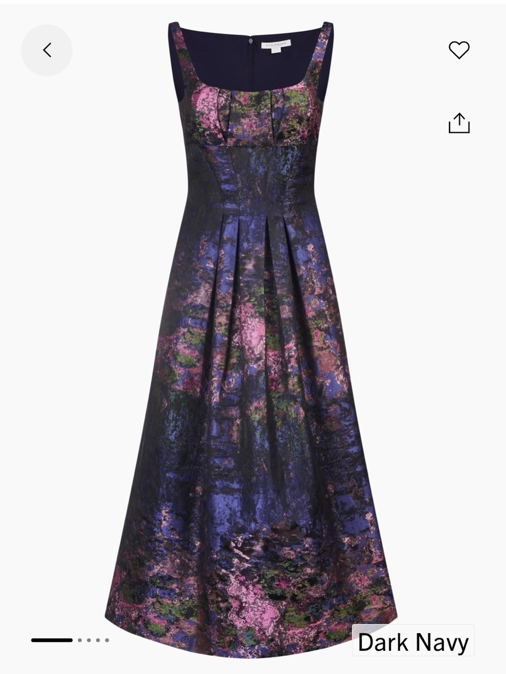 Kay Unger Blue Multi Floral-Texture Midi Dress